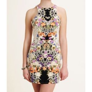 Floral high neck mini dress